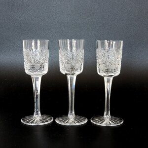 Queen Lace Crystal Cordial Glasses, Set Of 3 Stemmed Shots, 5 3/4" Tall
